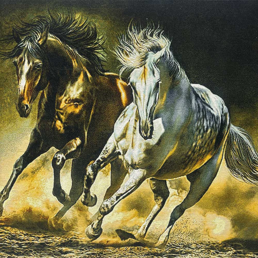 Storm Horses Persian pictorial carpet