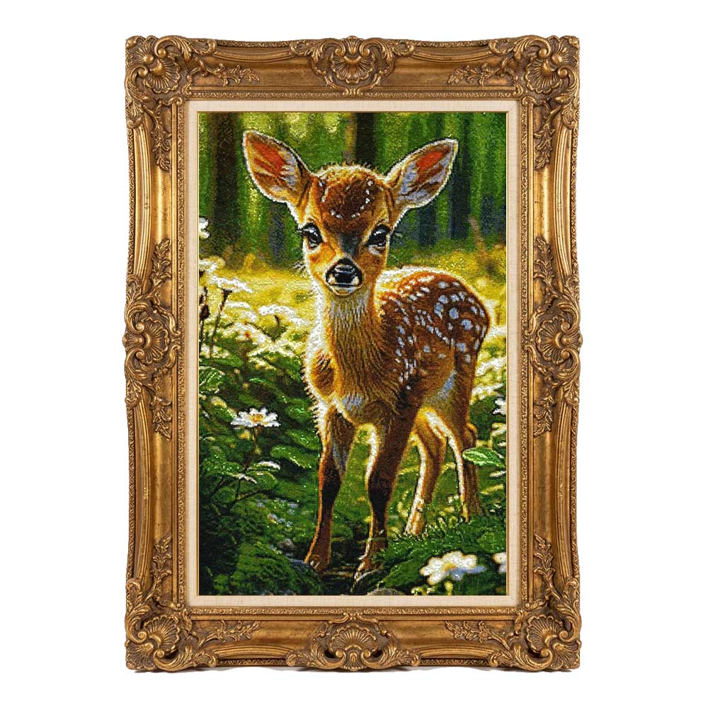 Handmade gazelle pictorial carpet