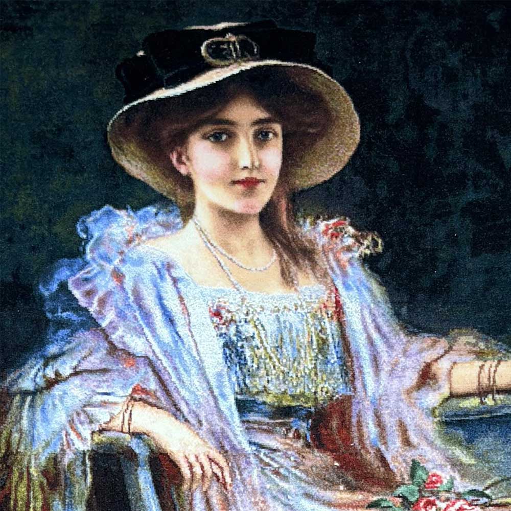 Handmade French Girl Silk Tapestry