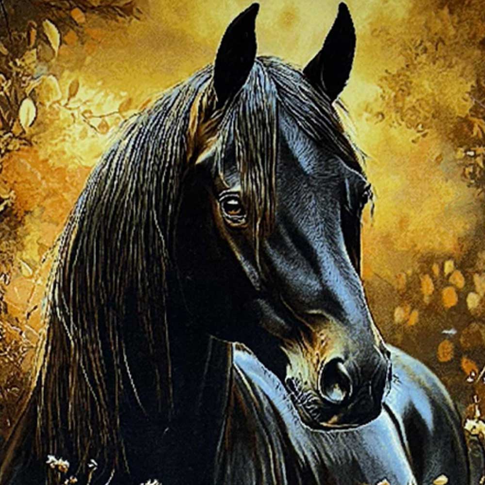 Handmade Black Horse Head Tapestry