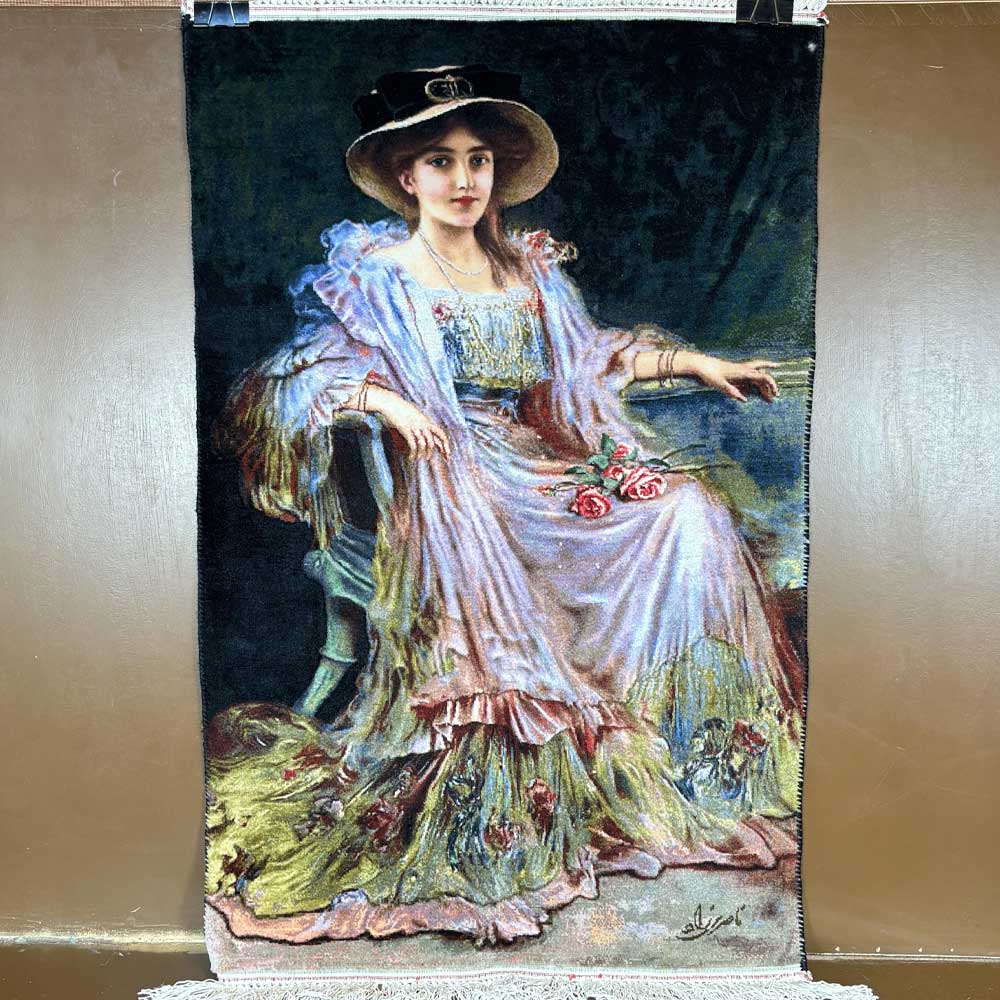Handmade French Girl Silk Tapestry
