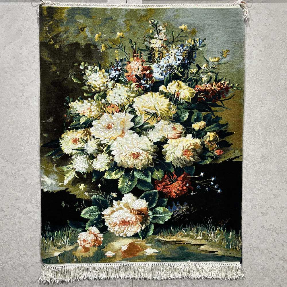 Old Flower Silk Carpet Image 3