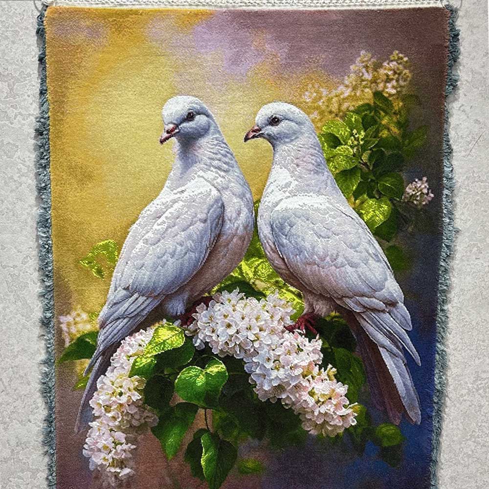 Two Love Doves Handmade Pictorial Carpet Image 3