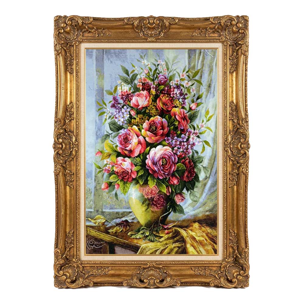 Handmade Rose Termeh Silk Tapestry