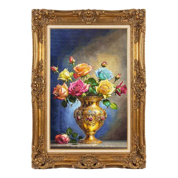 Handmade Colorful Rose Vase Rug