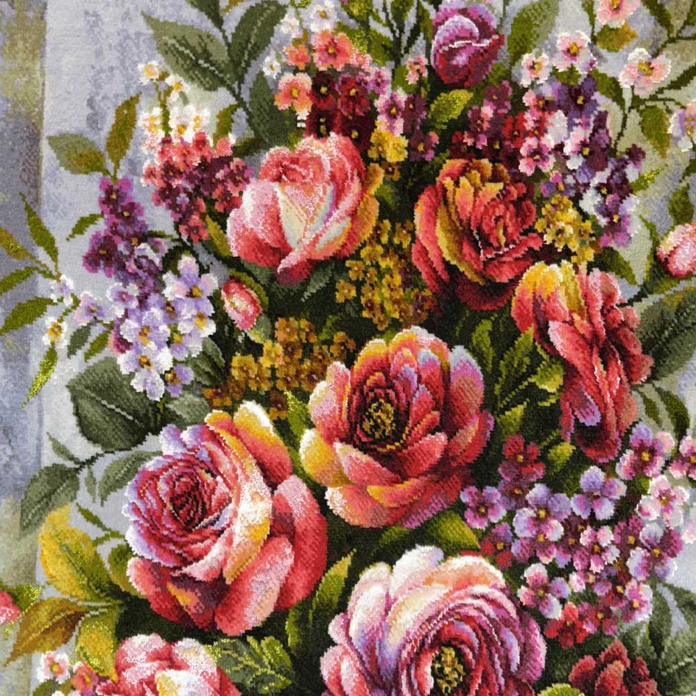Handmade Rose Termeh Silk Tapestry