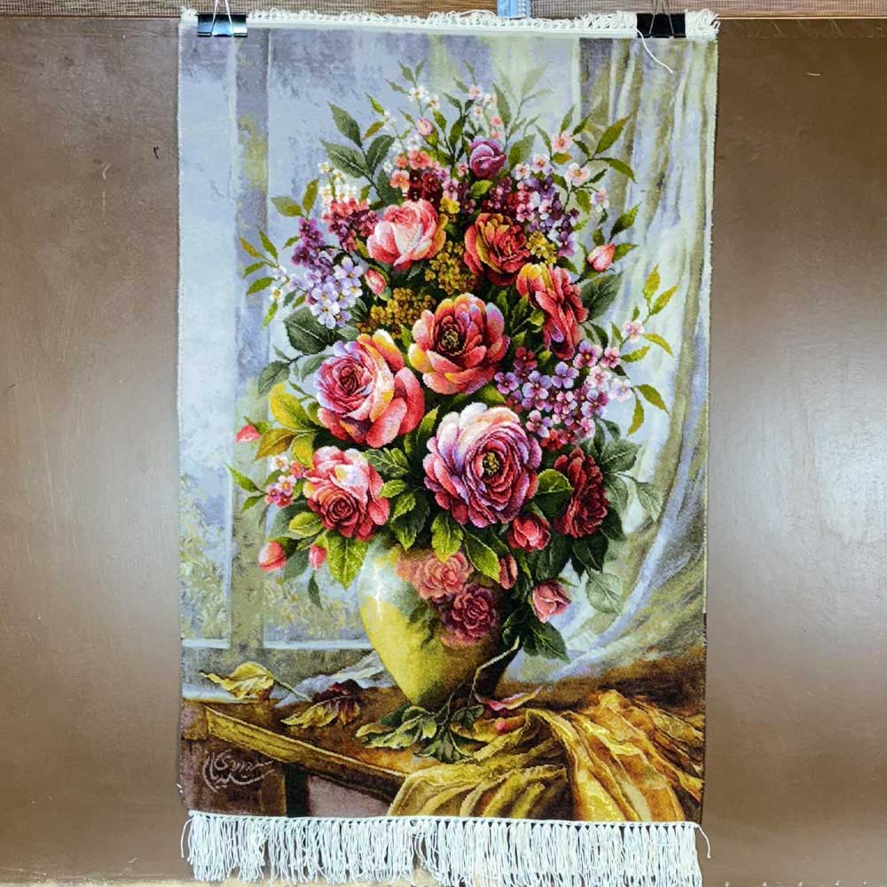 Handmade Rose Termeh Silk Tapestry