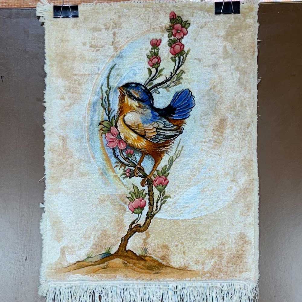 Handmade Silk Bird Tapestry Image 3
