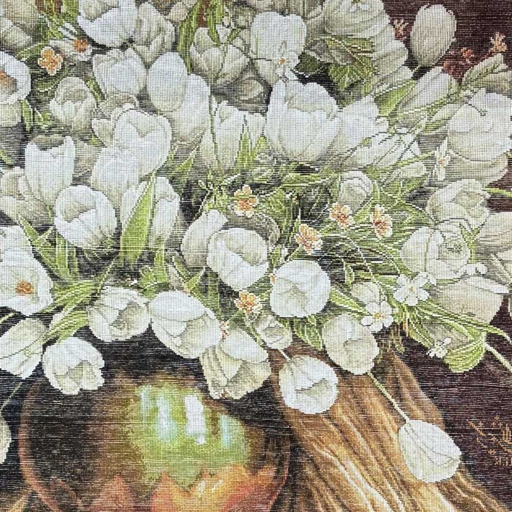 White Tulips Silk Rug