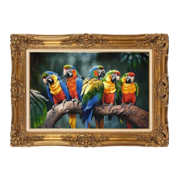 Handmade five parrots carpet