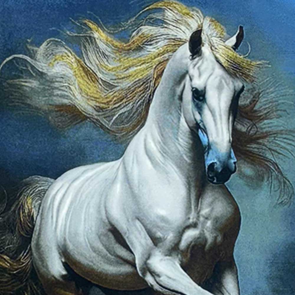 Handmade White Horse tapestry