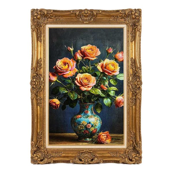 Handmade Roses in a Turquoise Vase Rug