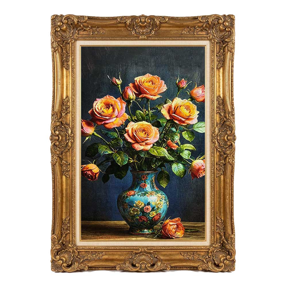 Handmade Roses in a Turquoise Vase Rug
