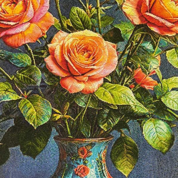 Handmade Roses in a Turquoise Vase Rug