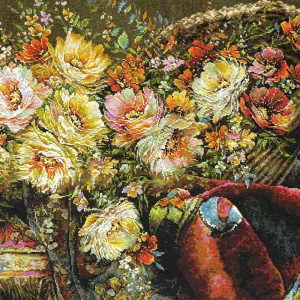 Handmade Flower Basket Carpet