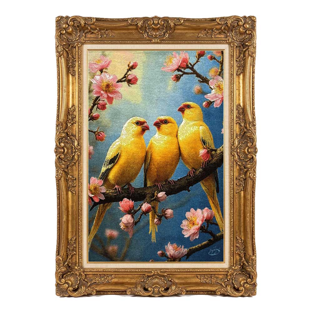Handmade Three Yellow Canaries Tapestry