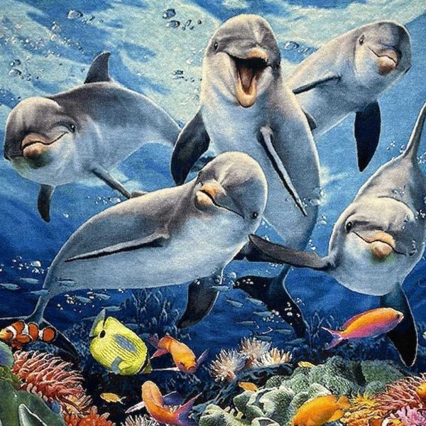Aquarium Carpet Painting with Dolphins
