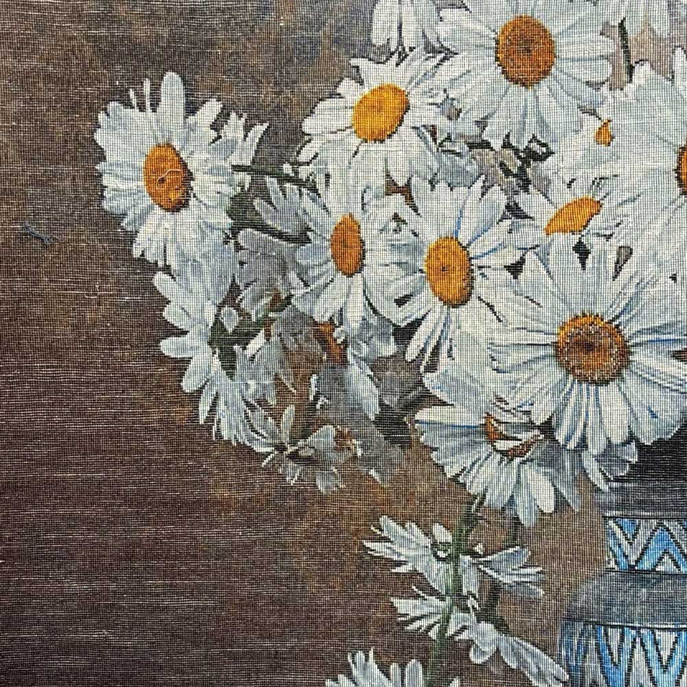 Handwoven Chamomile Carpet Painting: Living Nature on Your Wall