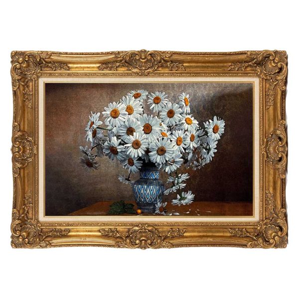 Handwoven Chamomile Carpet Painting: Living Nature on Your Wall