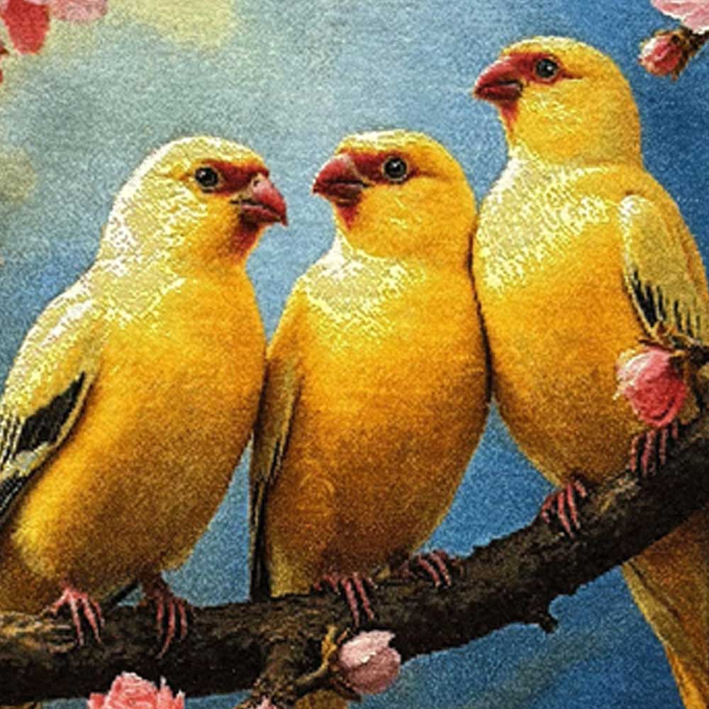 Handmade Three Yellow Canaries Tapestry