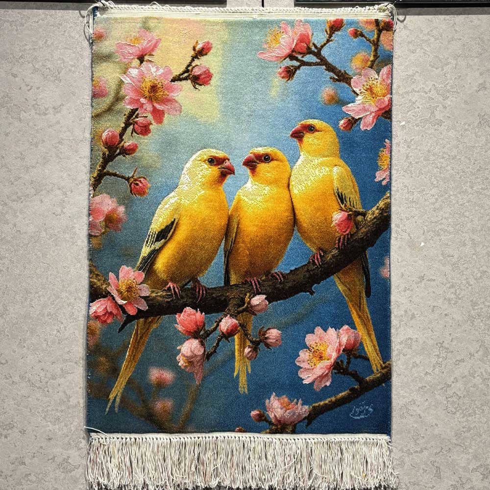 Handmade Three Yellow Canaries Tapestry Image 3