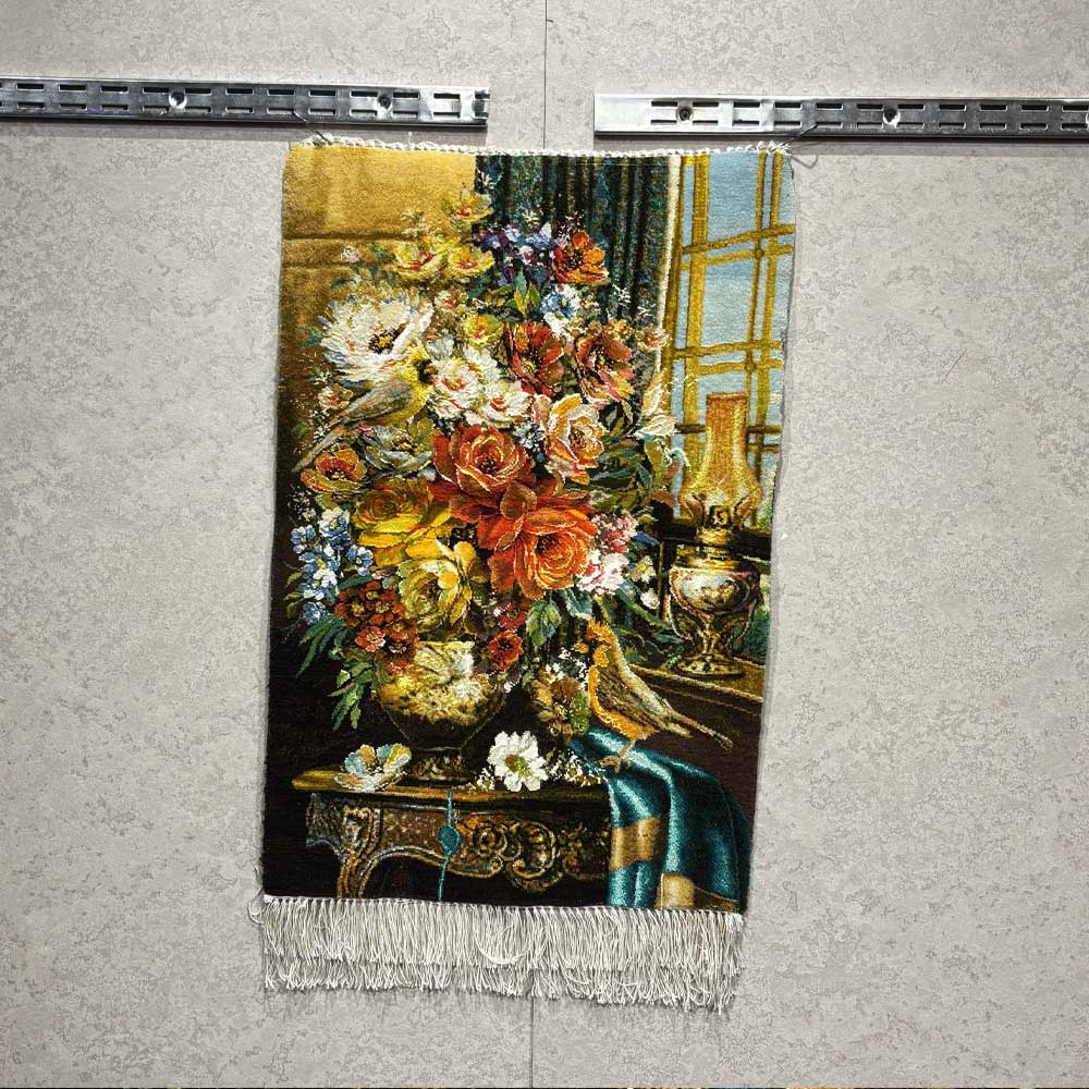 Handmade Carpet Flowers and Sparrows Image 3