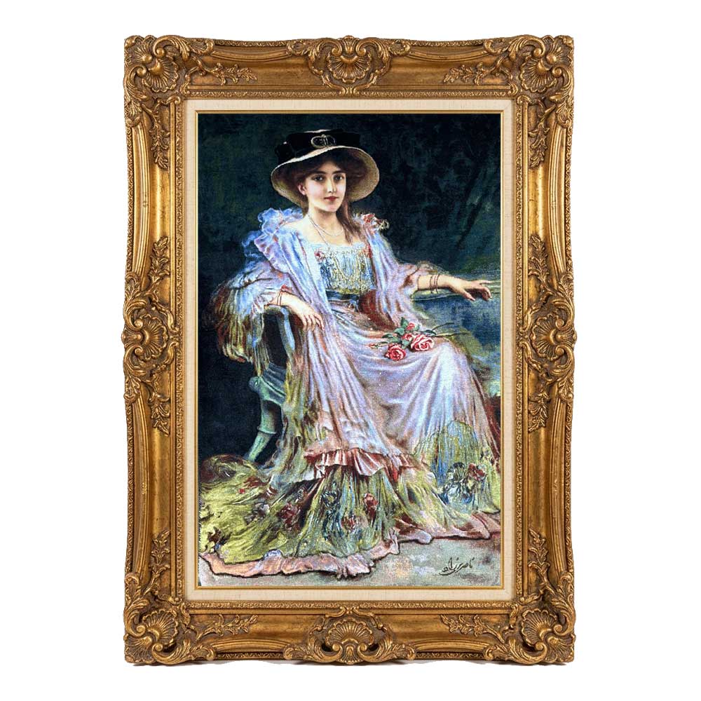 Handmade French Girl Silk Tapestry