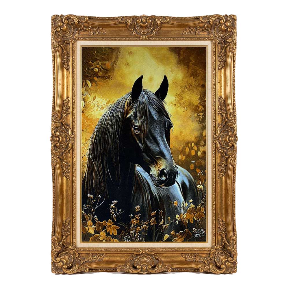 Handmade Black Horse Head Tapestry
