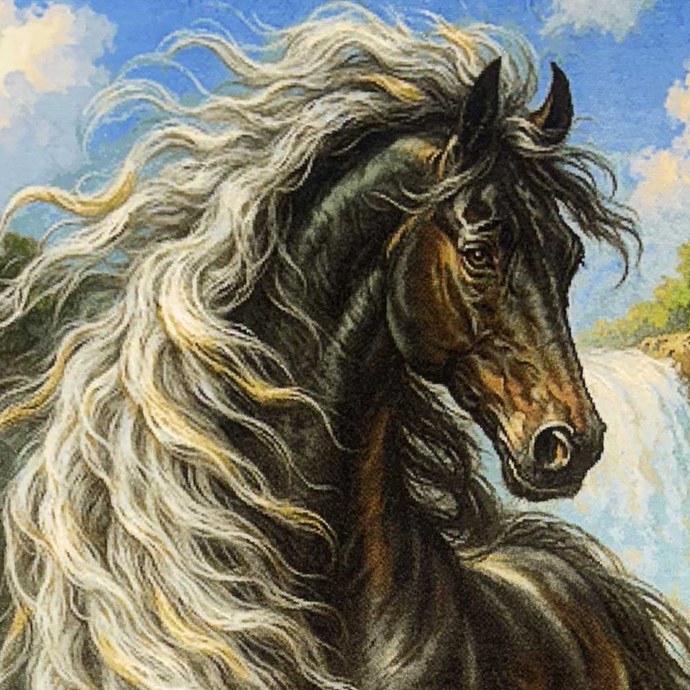 Handmade Waterfall Horse silk tapestry