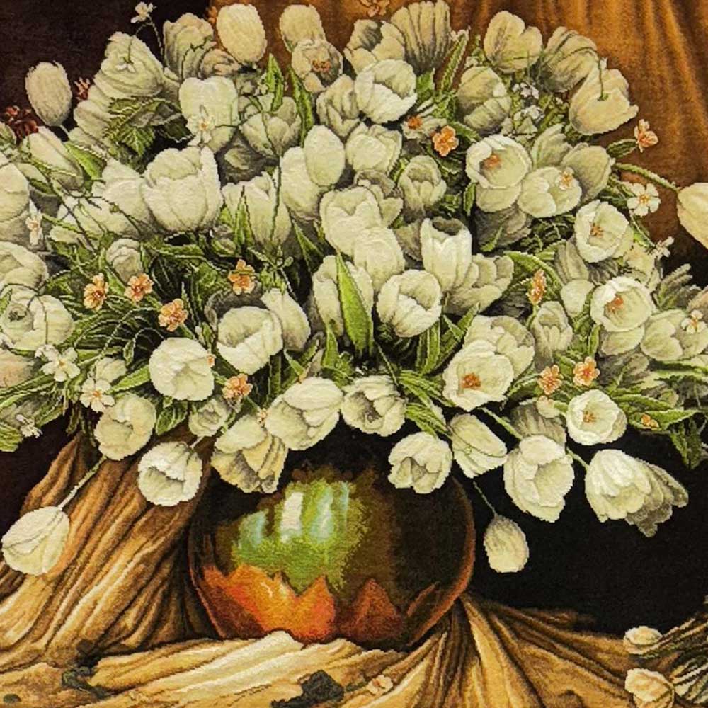 Handmade Double Tulip Silk Tapestry