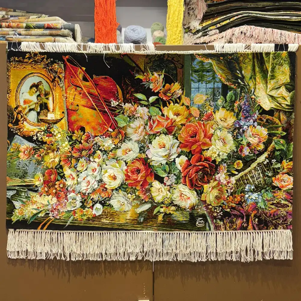 Handmade Sultan’s Violin Flower Carpet