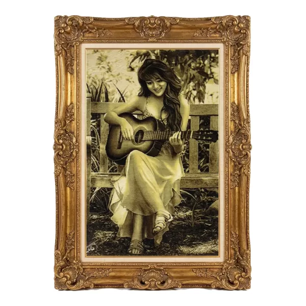 Handmade Guitarist Girl Carpet
