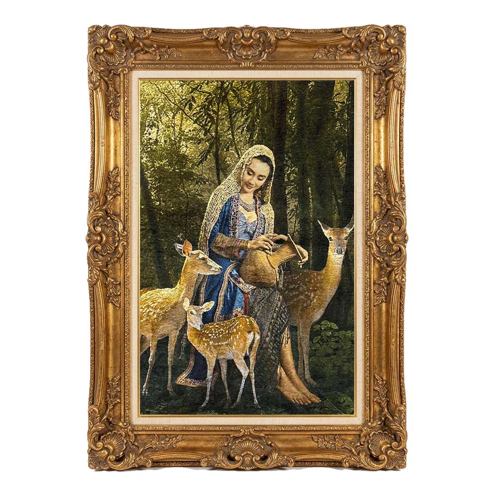 Handmade Girl and Gazelle Tapestry