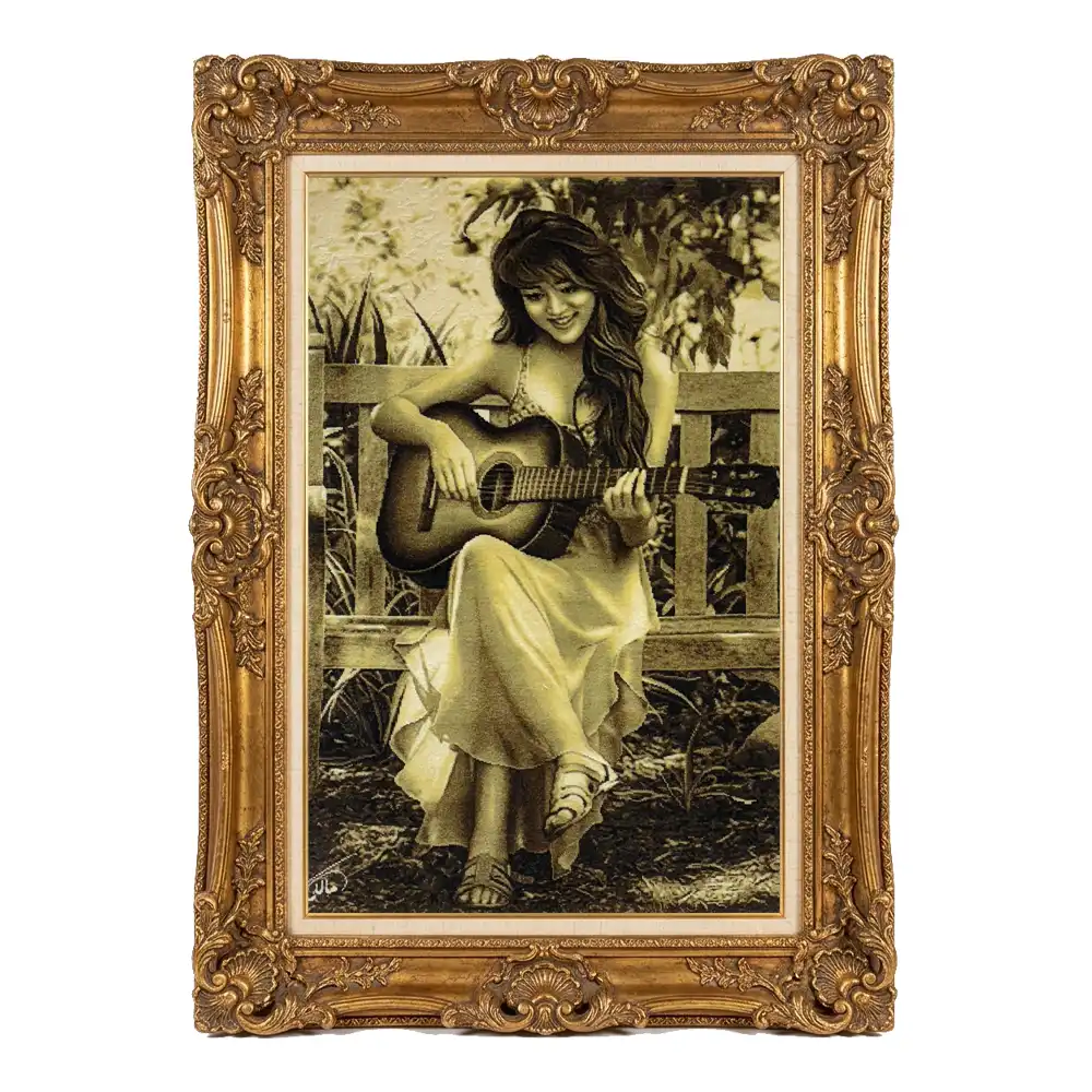 Handmade Guitarist Girl Carpet