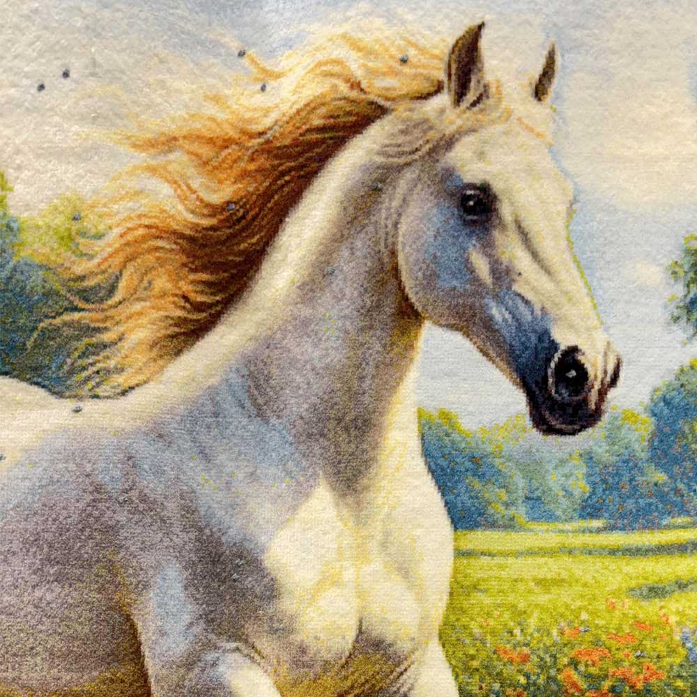 Handmade White Horse in Forest tapestry