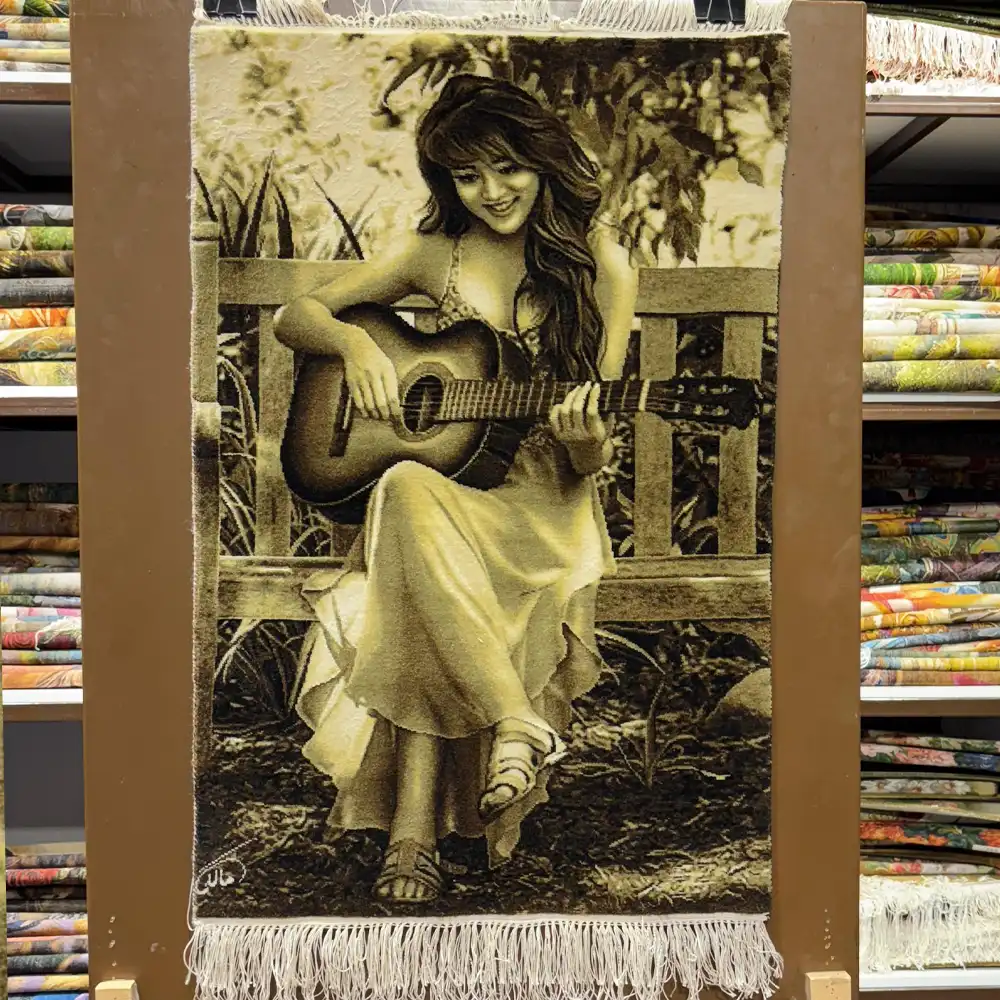 Handmade Guitarist Girl Carpet