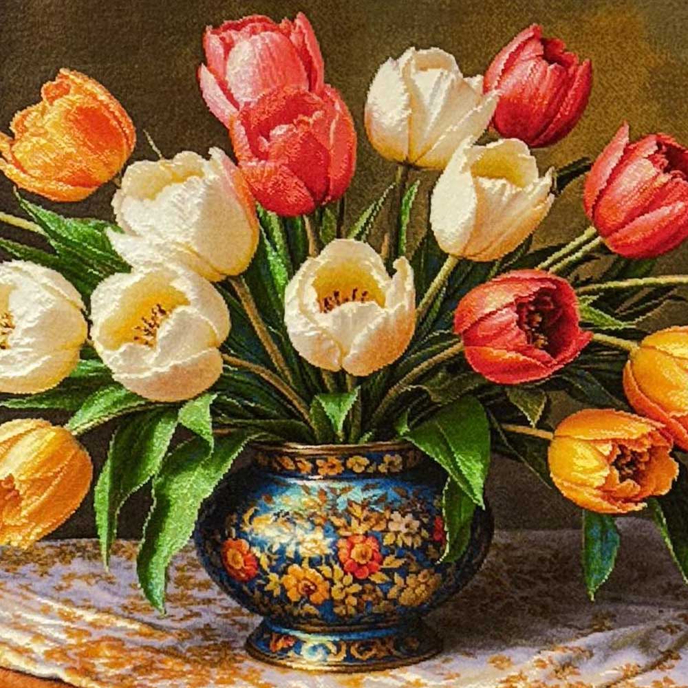 Handmade Tulip Flower Tapestry