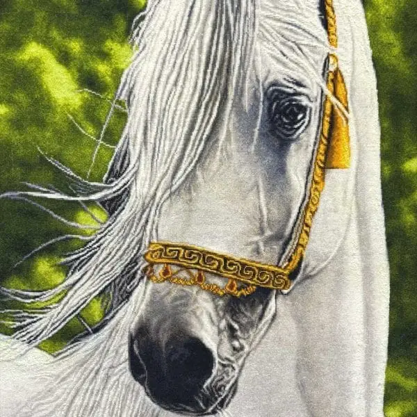 Handmade White Bridal Horse Carpet