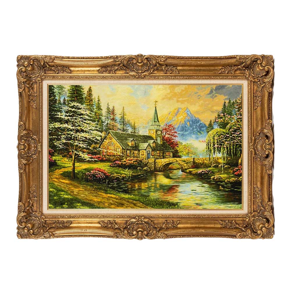 Handmade Mountain Landscape Silk Tapestry