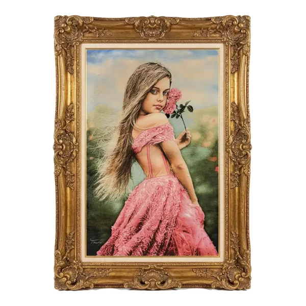 Handmade Girl with Flower Carpet