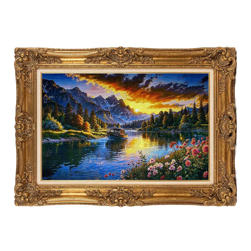Handmade Sunset Boat Landscape Tapestry