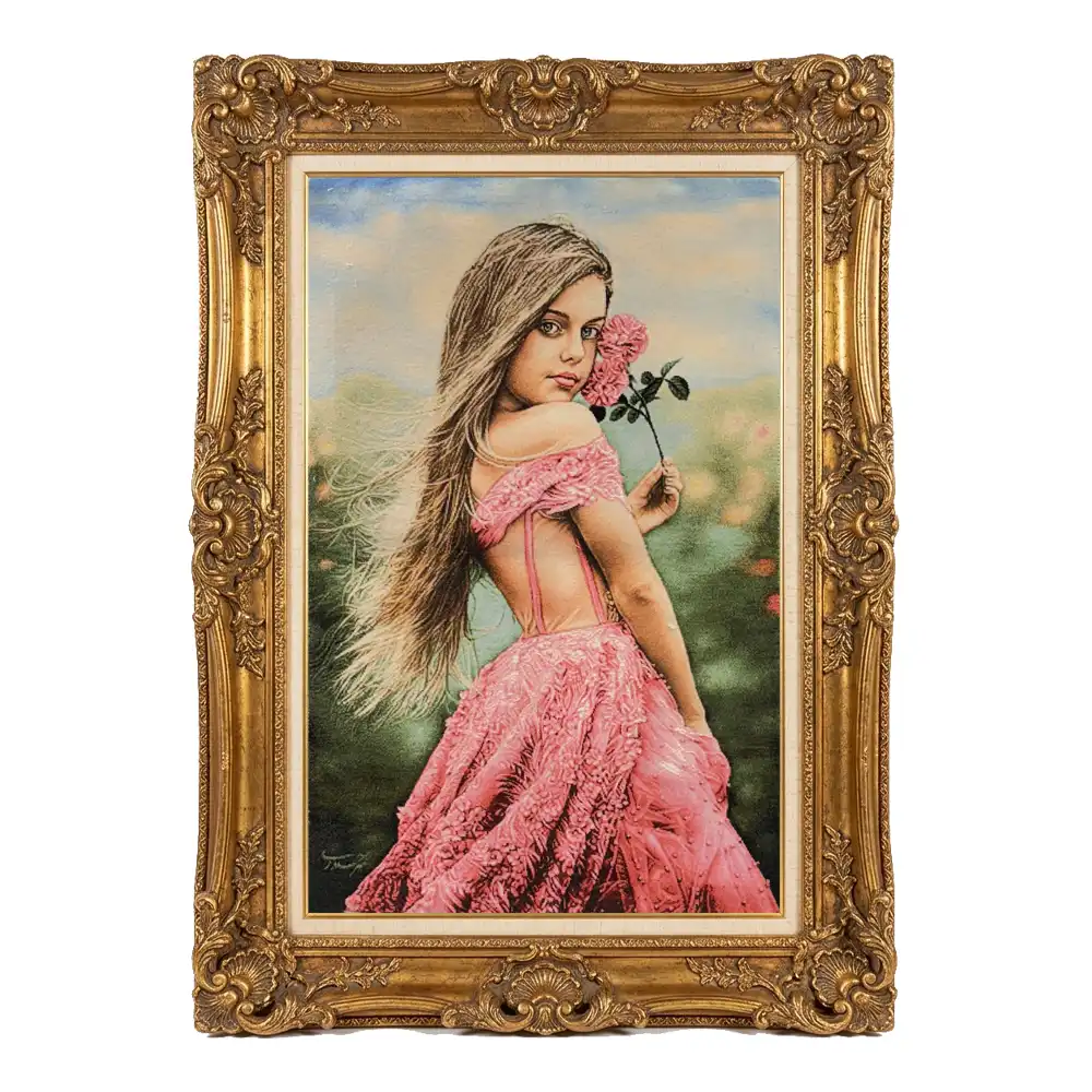 Handmade Girl with Flower Carpet