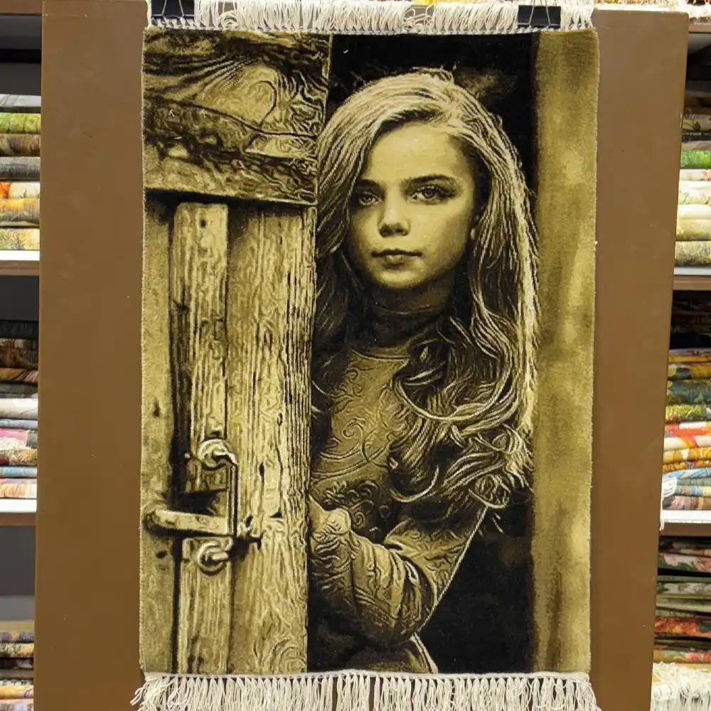 Handmade Girl Behind the Door Carpet