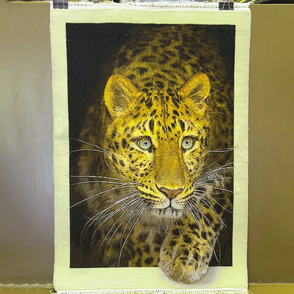 Leopard handmade silk tapestry