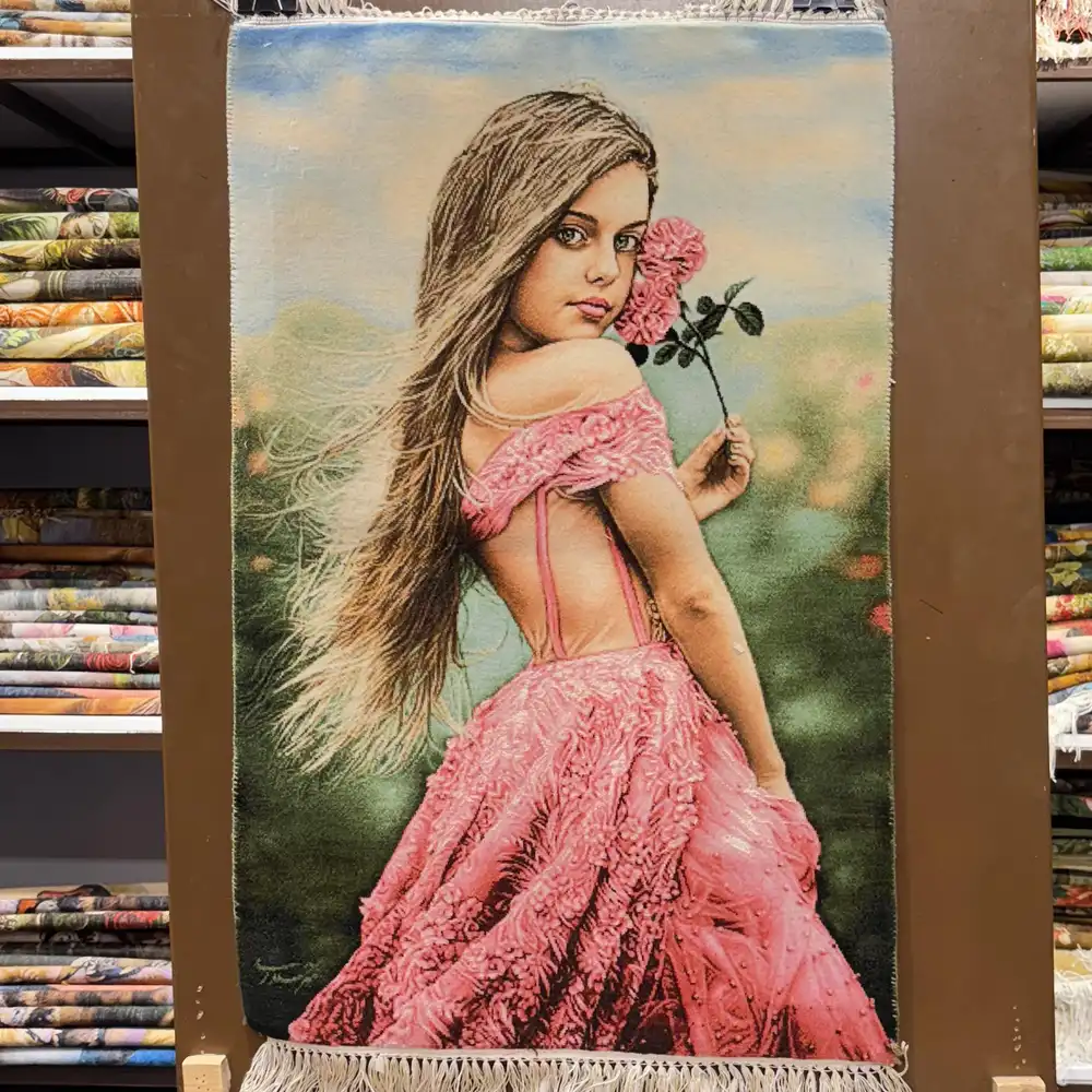 Handmade Girl with Flower Carpet